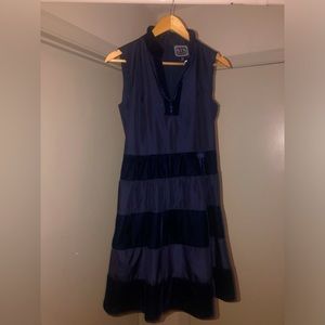 Navy Sail to Sable Velvet and Silk Dress